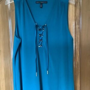 White House Black Market Teal Lace-Up V-Neck Sleeveless Camisole